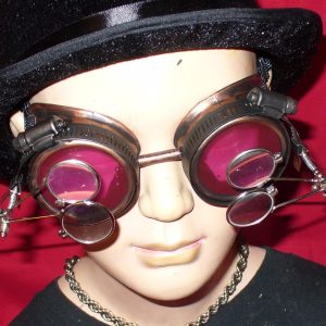 Copper Toned Goggles: Pink Lenses w/ Two Eye Loupes