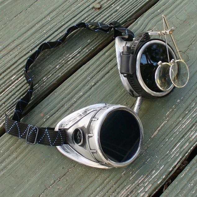 Silver Goggles: Dark Lenses w/ Eye Loupe