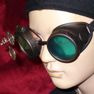 Brown Toned Goggles: Green Lenses w/ Eye Loupes