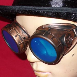 Copper Toned Goggles: Blue Lenses