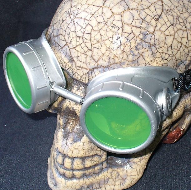 Silver Apocalypse Goggles: Green Lenses