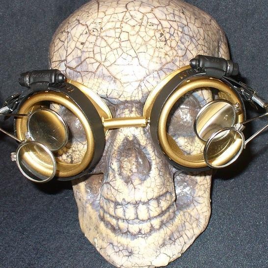 Gold Apocalypse Goggles: Clear Lenses & Two Eye Loupes