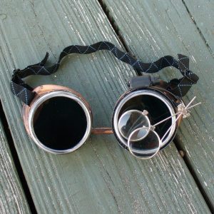 Black & Brass Goggles Dark Lenses w & Eye Loupe