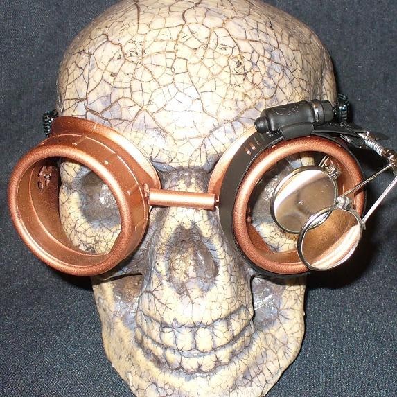 Copper Apocalypse Goggles: Clear Lenses w/ Eye Loupe