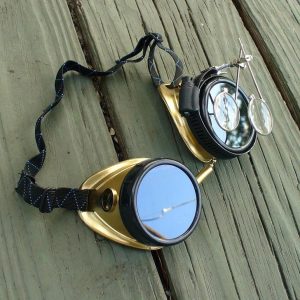 Gold Goggles: Black Lenses w/ Eye Loupe