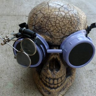 Maroon Apocalypse Goggles: Dark Lenses w/ Eye Loupe