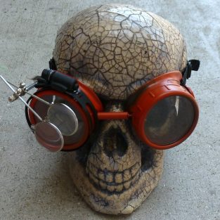 Red Apocalypse Goggles w/ Clear Lenses & Eye Loupe