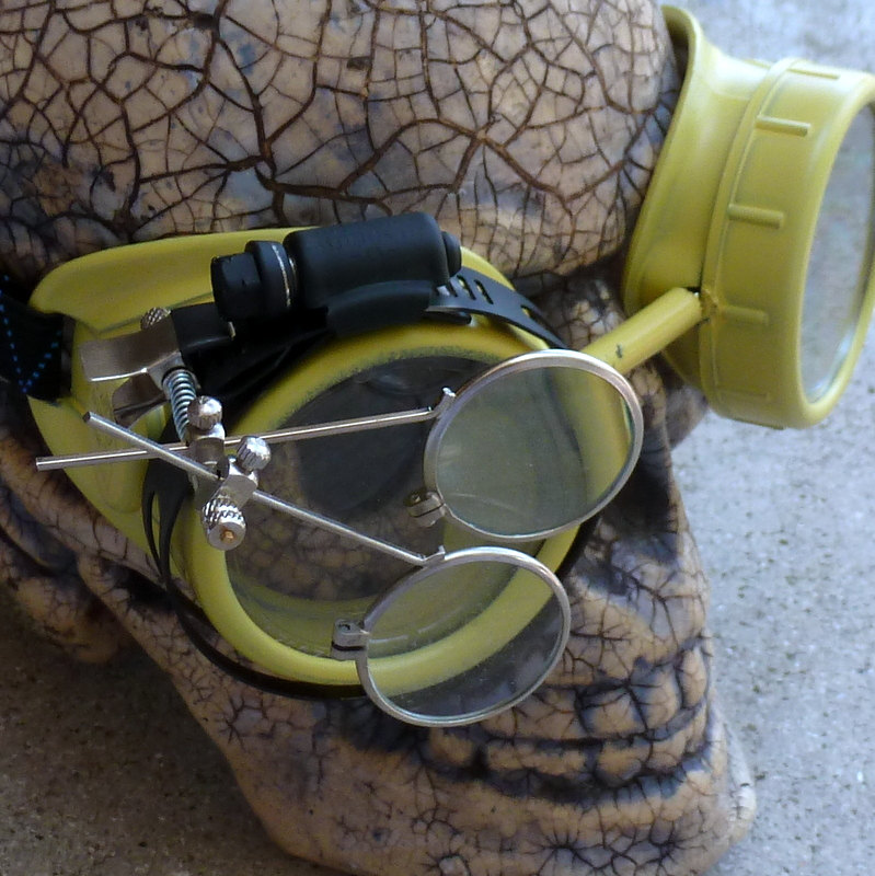 Yellow Apocalypse Goggles w/ Clear Lenses & Eye Loupe