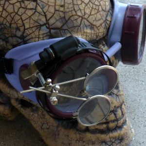 Maroon & Gray Apocalypse Goggles w/ Clear Lenses & Eye Loupe