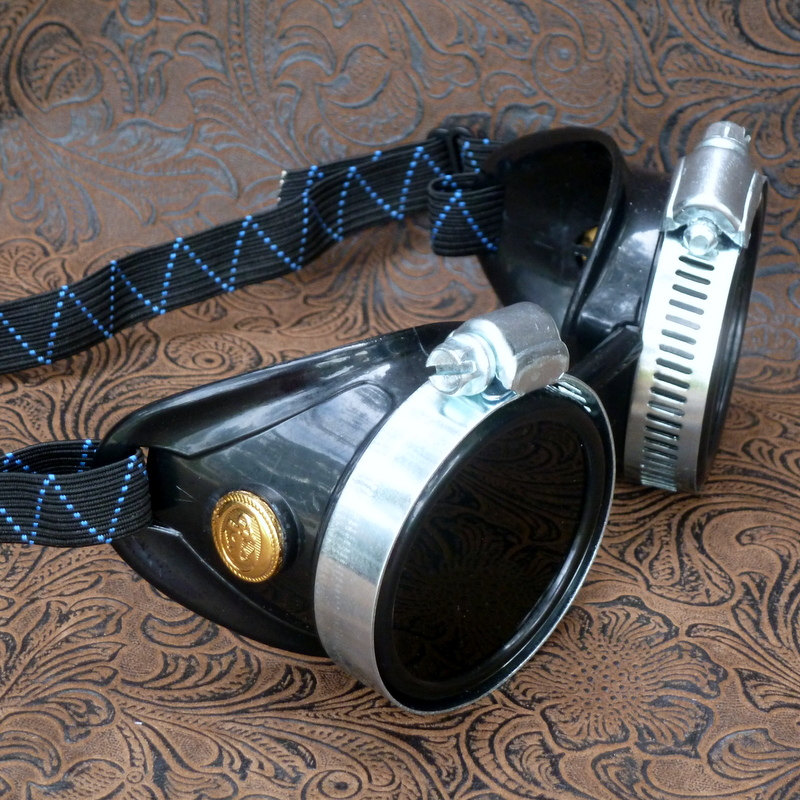 Black Goggles: Dark Lenses w/ Brass Anchors