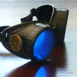 Black Goggles: Blue Lenses w/ Brass Watch Movement