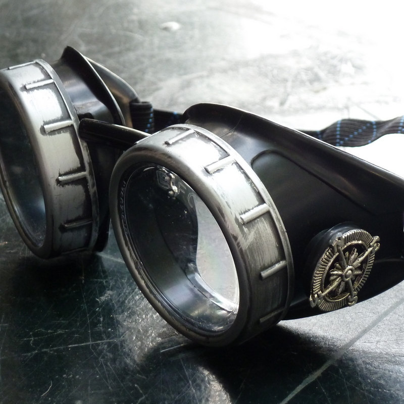 Silver & Black Goggles: Clear Lenses w/ Nickel Compass Rose
