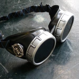 Black & Silver Goggles: Black Lenses w/ Nickel Compass Rose
