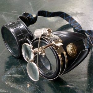 Black Goggles: Clear Lenses w/ Brass Anchors & Eye Loupe