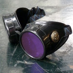 Black Goggles: Purple Lenses w/ Brass Anchors