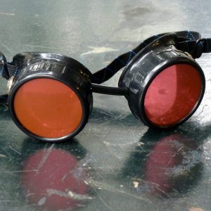 Black Goggles: Red Lenses w/ Brass Anchors