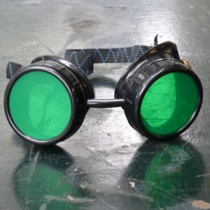 Black Goggles: Green Lenses w/ Brass Anchors