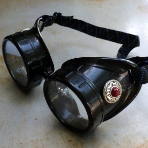 Black Goggles: Clear Lenses & Red Marbled Side Pieces