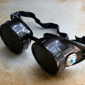 Black Goggles: Dark Lenses & Blue Turquoise Side Pieces