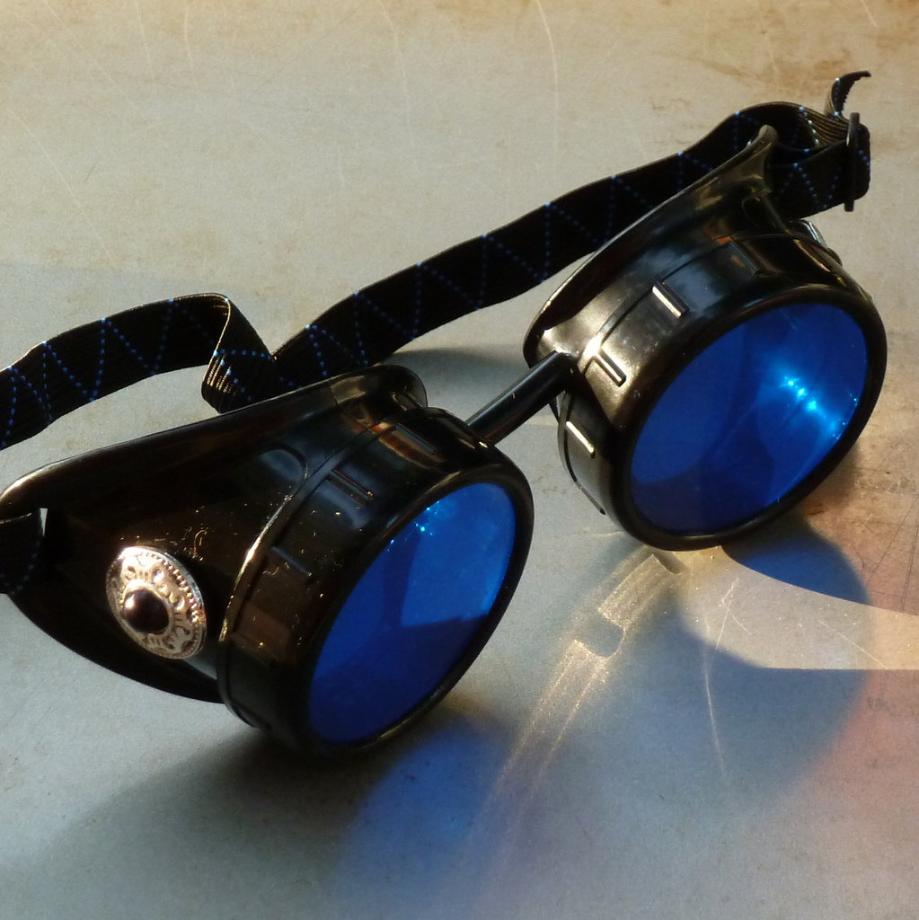 Black Goggles: Blue Lenses w/ Turquoise Side Pieces