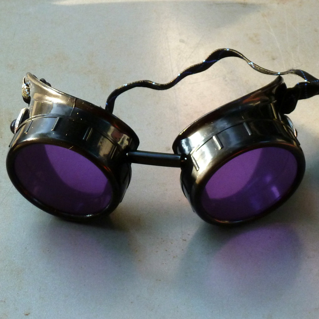 Black Goggles: Purple Lenses & Black Turquoise Side Pieces