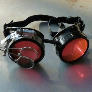 Black Goggles: Red Lenses w/ Eye Loupes & Red Turquoise Side Pieces