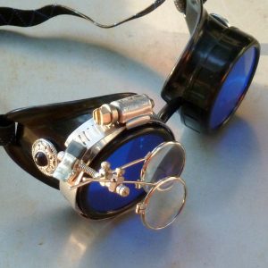 Black Goggles: Blue Lenses w/ Eye Loupe & Black Pearl Sides