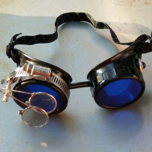 Black Goggles: Blue Lenses w/ Eye Loupe & Black Pearl Sides