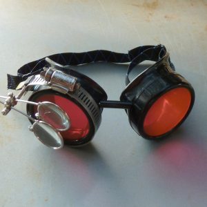 Black Goggles: Orange Lenses w/ Eye Loupe & Blue Turquoise Side Pieces