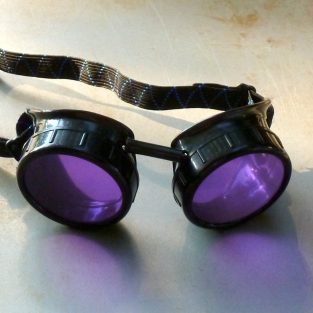 Black Goggles: Purple Lenses w/ Red Turquoise Side Pieces