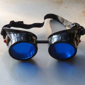 Black Goggles: Blue Lenses w/ Red Turquoise Side Pieces