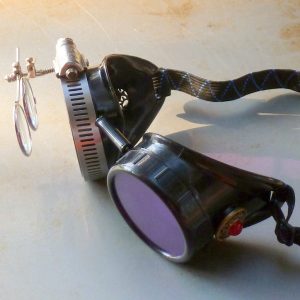 Black Goggles: Purple Lenses w/ Eye Loupe & Red Turquoise Side Pieces