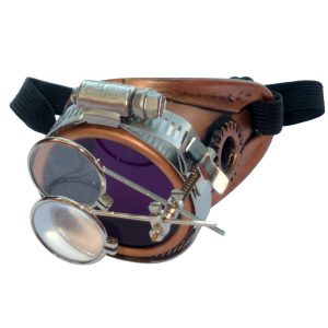 Copper Toned Monocle : Purple Lenses w/ Eye Loupe