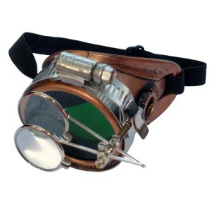Copper Toned Monocle : Green Lenses w/ Eye Loupe