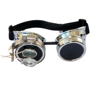 Chrome Goggles w/ Eye Loupe & Dark Lenses