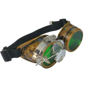 Gold Goggles: Green Lenses w/ Eye Loupe