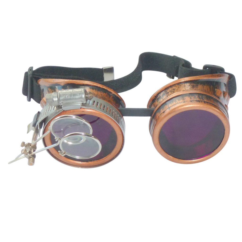 Bronze Goggles: Purple Lenses w/ Eye Loupe