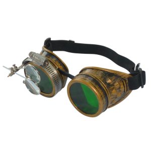 Gold Goggles: Green Lenses w/ Eye Loupe