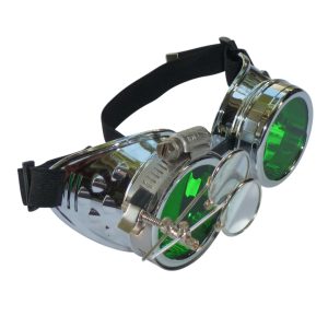 Chrome Goggles: Green Lenses w/ Eye Loupe