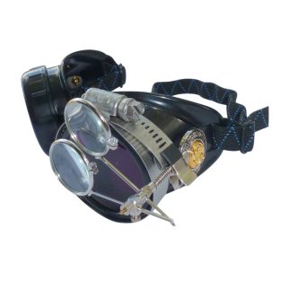 Black Goggles: Dark Purple Lenses w/ Golden Ornaments & Eye Loupe