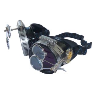 Black Goggles: Dark Purple Lenses w/ Golden Ornaments & Two Eye Loupes