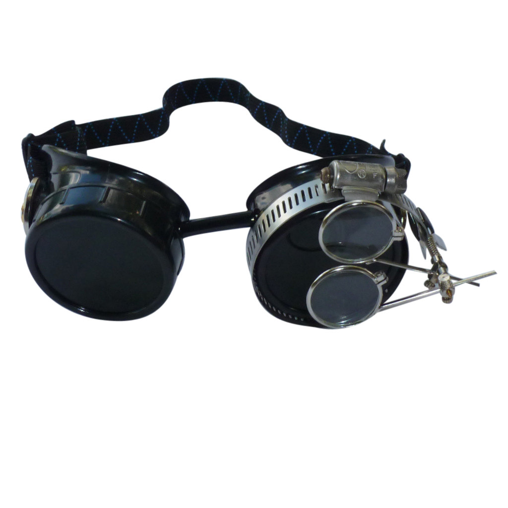 Black Goggles: Dark Lenses w/ Golden Ornaments & Eye Loupe
