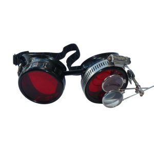 Black Goggles: Red Lenses w/ Golden Ornaments & Eye Loupe