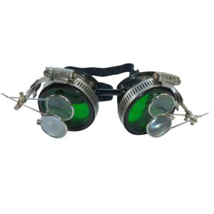 Black Goggles: Green Lenses w/ Golden Ornaments & Two Eye Loupe