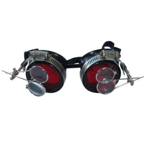 Black Goggles: Red Lenses w/ Golden Ornaments & Two Eye Loupes