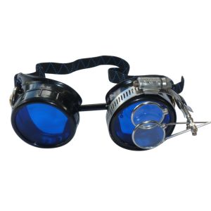 Black Goggles: Blue Lenses w/ Golden Ornaments & Eye Loupe