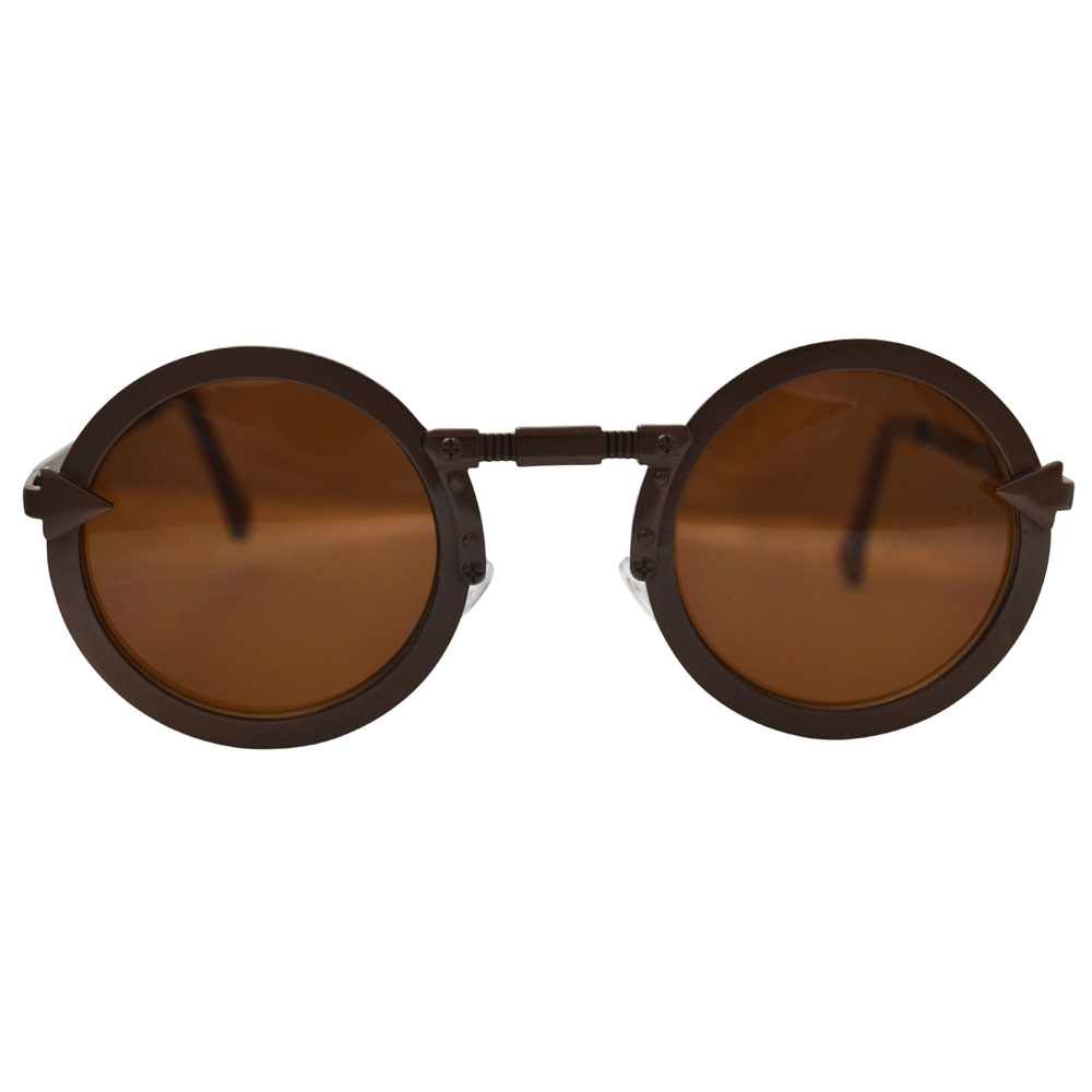 Industrial Steampunk Sunglasses: Brown Frames & Lenses - Front