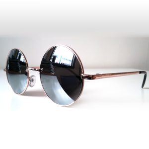 Round Sunglasses: Mirror Lenses & Gold Frames