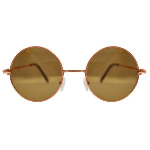 John Lennon Glasses - Gold Tone & Brown Lenses - Front - SMALL