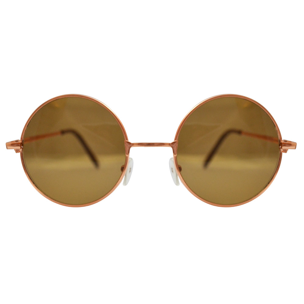 John Lennon Glasses - Gold Tone & Brown Lenses - Front - SMALL